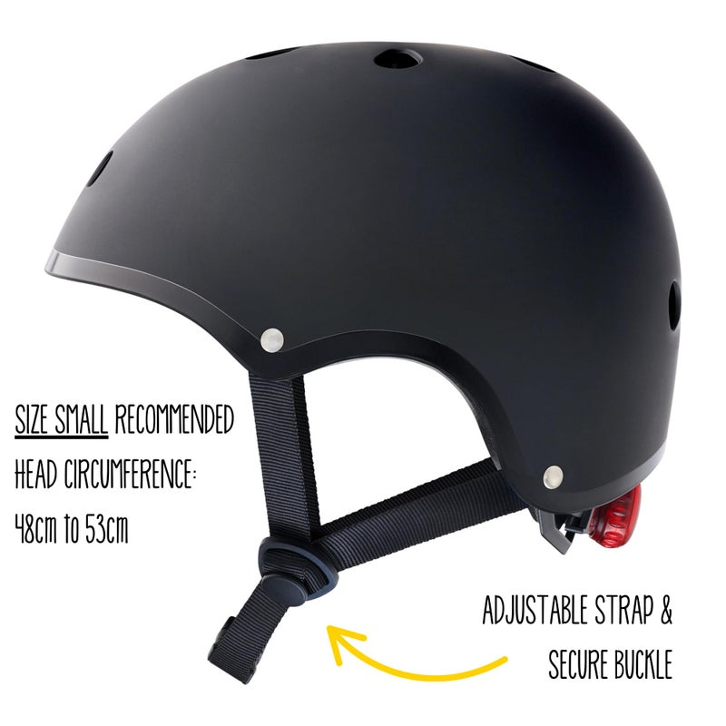 Hornit Mini Lids Kids Helmet. Fully-Adjustable Multi-Sport Hard Shell Helmet with Rear Safety Light, Small, Stealth - Image 4
